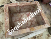 Pink Rose Quartz Stone Sink Wash Basin, Kitchen Vessel, Natural Agate Wash Basin, Random Stone Sink Basin, Handmade Bathroom Interior Decors Unique Handicrafts IND
